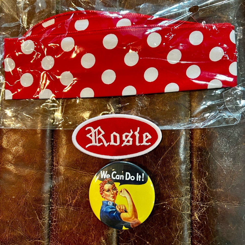 Red Polka Dot Headband with Rosie Patch